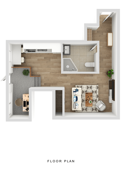 Floor plan for studio, 1 bath, 546 sqft